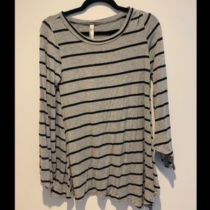 Striped Tunic Top with “Bell Bottom” Sleeves
